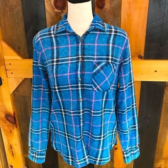 American Eagle 100% cotton plaid button down shirt - Picture 1 of 5